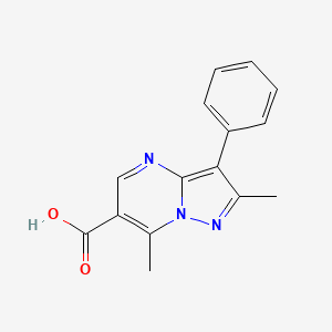 molecular formula C15H13N3O2 B1363380 2,7-Dimethyl-3-phenylpyrazolo[1,5-a]pyrimidine-6-carboxylic acid CAS No. 853104-06-0