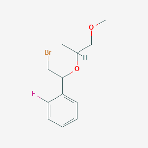 molecular formula C12H16BrFO2 B13634032 1-(2-Bromo-1-((1-methoxypropan-2-yl)oxy)ethyl)-2-fluorobenzene 