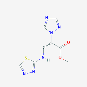 molecular formula C8H8N6O2S B1363498 methyl 3-[(1,3,4-thiadiazol-2-yl)amino]-2-(1H-1,2,4-triazol-1-yl)prop-2-enoate 