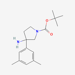molecular formula C17H26N2O2 B13635333 Tert-butyl 3-amino-3-(3,5-dimethylphenyl)pyrrolidine-1-carboxylate 