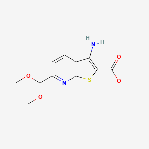 molecular formula C12H14N2O4S B1363535 Methyl 3-amino-6-(dimethoxymethyl)thieno[2,3-b]pyridine-2-carboxylate 