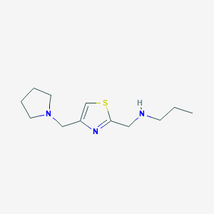 molecular formula C12H21N3S B13635881 n-((4-(Pyrrolidin-1-ylmethyl)thiazol-2-yl)methyl)propan-1-amine 