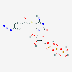 molecular formula C17H21N6O15P3S B136365 5-((4-Azidophenacyl)thio)cytidine-5'-triphosphate CAS No. 149891-83-8
