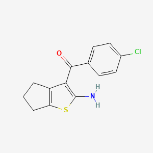 molecular formula C14H12ClNOS B1363677 (2-Amino-5,6-dihydro-4H-cyclopenta[b]thiophen-3-yl)-(4-chloro-phenyl)-methanone CAS No. 304018-04-0