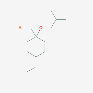 molecular formula C14H27BrO B13638294 1-(Bromomethyl)-1-isobutoxy-4-propylcyclohexane 