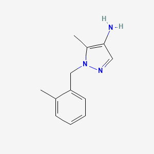 molecular formula C12H15N3 B13638434 5-Methyl-1-(2-methylbenzyl)-1h-pyrazol-4-amine 