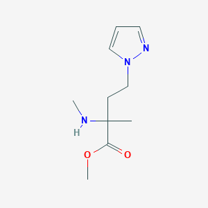 molecular formula C10H17N3O2 B13638603 Methyl 2-methyl-2-(methylamino)-4-(1h-pyrazol-1-yl)butanoate 