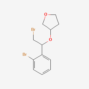 molecular formula C12H14Br2O2 B13639103 3-(2-Bromo-1-(2-bromophenyl)ethoxy)tetrahydrofuran 