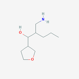 molecular formula C10H21NO2 B13639432 2-(Aminomethyl)-1-(oxolan-3-yl)pentan-1-ol 