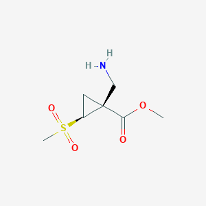 molecular formula C7H13NO4S B13639935 rac-methyl (1R,2R)-1-(aminomethyl)-2-methanesulfonylcyclopropane-1-carboxylate 