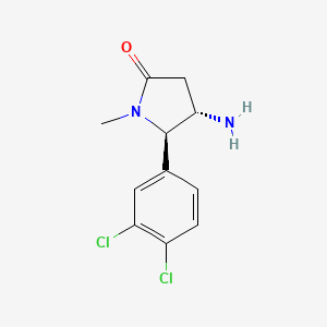 molecular formula C11H12Cl2N2O B13639975 rac-(4R,5S)-4-amino-5-(3,4-dichlorophenyl)-1-methylpyrrolidin-2-one 
