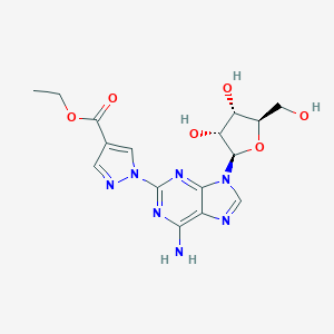 molecular formula C16H19N7O6 B136401 Ethyl 1-[6-amino-9-[(2R,3R,4S,5R)-3,4-dihydroxy-5-(hydroxymethyl)oxolan-2-yl]purin-2-yl]pyrazole-4-carboxylate CAS No. 313348-16-2