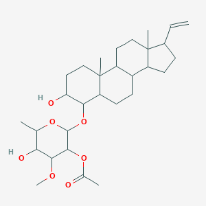 molecular formula C30H48O7 B136403 alpha-L-Galactopyranoside, (3beta,4beta,5beta)-3-hydroxypregn-20-en-4-yl 6-deoxy-3-O-methyl-, 2-acetate CAS No. 141544-59-4