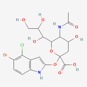 molecular formula C19H22BrClN2O9 B13640468 5-acetamido-2-[(5-bromo-4-chloro-1H-indol-2-yl)oxy]-4-hydroxy-6-(1,2,3-trihydroxypropyl)oxane-2-carboxylic acid 