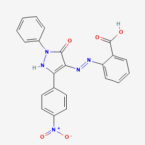 molecular formula C22H15N5O5 B1364059 2-{2-[3-(4-nitrophenyl)-5-oxo-1-phenyl-1,5-dihydro-4H-pyrazol-4-ylidene]hydrazino}benzoic acid 