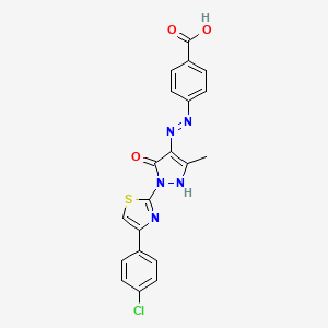4-(2-{1-[4-(4-chlorophenyl)-1,3-thiazol-2-yl]-3-methyl-5-oxo-1,5-dihydro-4H-pyrazol-4-ylidene}hydrazino)benzoic acid