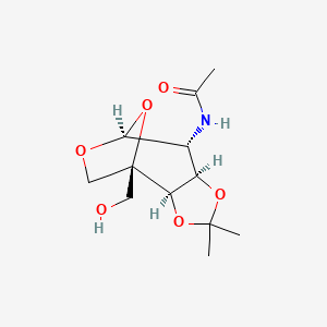 molecular formula C12H19NO6 B13640616 N-((3aR,4S,7S,8R,8aR)-4-(Hydroxymethyl)-2,2-dimethylhexahydro-4,7-epoxy[1,3]dioxolo[4,5-d]oxepin-8-yl)acetamide 