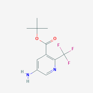 molecular formula C11H13F3N2O2 B13640617 Tert-butyl 5-amino-2-(trifluoromethyl)pyridine-3-carboxylate 