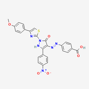 4-[(2Z)-2-{1-[4-(4-methoxyphenyl)-1,3-thiazol-2-yl]-3-(4-nitrophenyl)-5-oxo-1,5-dihydro-4H-pyrazol-4-ylidene}hydrazinyl]benzoic acid