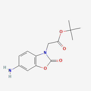 molecular formula C13H16N2O4 B13641022 Tert-butyl2-(6-amino-2-oxo-2,3-dihydro-1,3-benzoxazol-3-yl)acetate 