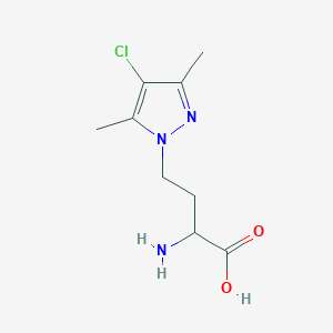molecular formula C9H14ClN3O2 B13641470 2-Amino-4-(4-chloro-3,5-dimethyl-1h-pyrazol-1-yl)butanoic acid 