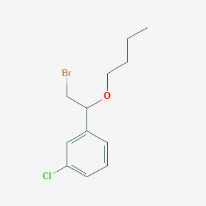 molecular formula C12H16BrClO B13641692 1-(2-Bromo-1-butoxyethyl)-3-chlorobenzene 