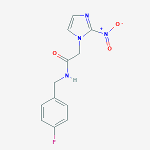 molecular formula C12H11FN4O3 B136417 N-[(4-fluorophenyl)methyl]-2-(2-nitroimidazol-1-yl)acetamide CAS No. 140475-22-5