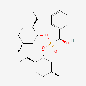 molecular formula C27H45O4P B13642532 Bis((1r,2s,5r)-2-isopropyl-5-methylcyclohexyl) ((s)-hydroxy(phenyl)methyl)phosphonate 