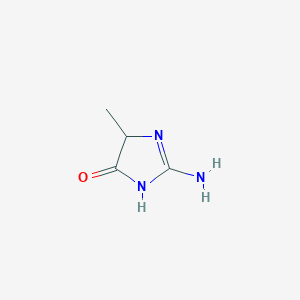 molecular formula C4H7N3O B13642627 2-Amino-3,5-dihydro-5-methyl-4H-imidazol-4-one CAS No. 54199-94-9