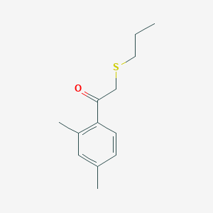 molecular formula C13H18OS B13643078 1-(2,4-Dimethylphenyl)-2-(propylthio)ethan-1-one 