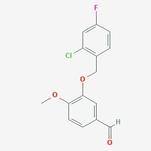 molecular formula C15H12ClFO3 B1364347 3-[(2-Chloro-4-fluorobenzyl)oxy]-4-methoxybenzaldehyde CAS No. 588681-50-9