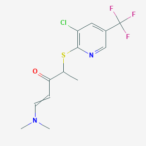 molecular formula C13H14ClF3N2OS B1364351 4-{[3-Chloro-5-(trifluoromethyl)-2-pyridinyl]sulfanyl}-1-(dimethylamino)-1-penten-3-one 