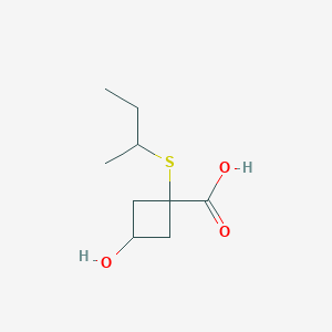 molecular formula C9H16O3S B13643694 1-(Sec-butylthio)-3-hydroxycyclobutane-1-carboxylic acid 