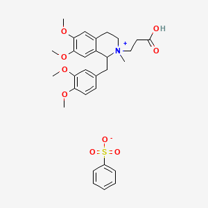 molecular formula C30H37NO9S B13643823 2-(2-Carboxyethyl)-1-(3,4-dimethoxybenzyl)-6,7-dimethoxy-2-methyl-1,2,3,4-tetrahydroisoquinolin-2-ium benzenesulfonate 