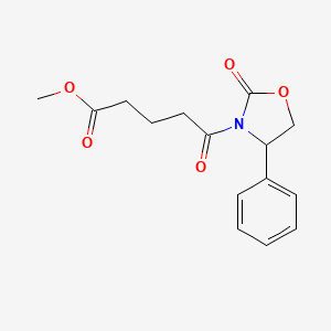 molecular formula C15H17NO5 B13644258 Methyl 5-oxo-5-(2-oxo-4-phenyl-1,3-oxazolidin-3-yl)pentanoate 