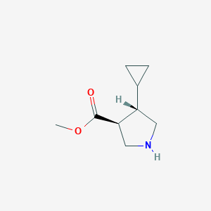 molecular formula C9H15NO2 B13644333 Rac-methyl (3r,4r)-4-cyclopropylpyrrolidine-3-carboxylate 