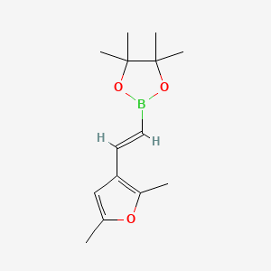 molecular formula C14H21BO3 B13644463 2-[2-(2,5-Dimethylfuran-3-yl)ethenyl]-4,4,5,5-tetramethyl-1,3,2-dioxaborolane 