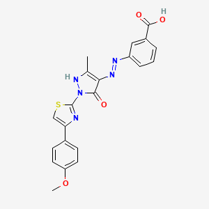 3-((2E)-2-{1-[4-(4-methoxyphenyl)-1,3-thiazol-2-yl]-3-methyl-5-oxo-1,5-dihydro-4H-pyrazol-4-ylidene}hydrazino)benzoic acid