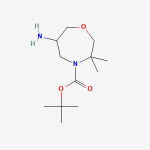molecular formula C12H24N2O3 B13644583 Tert-butyl6-amino-3,3-dimethyl-1,4-oxazepane-4-carboxylate 