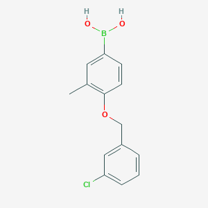 molecular formula C14H14BClO3 B13644629 {4-[(3-Chlorophenyl)methoxy]-3-methylphenyl}boronic acid 