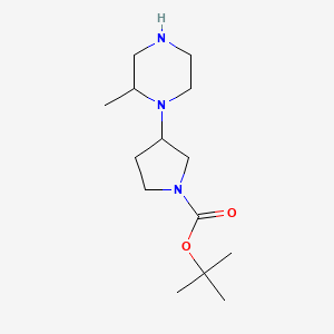 molecular formula C14H27N3O2 B13644719 Tert-butyl 3-(2-methylpiperazin-1-yl)pyrrolidine-1-carboxylate 