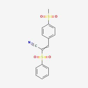 molecular formula C16H13NO4S2 B1364484 2-(Benzenesulfonyl)-3-(4-methylsulfonylphenyl)prop-2-enenitrile 