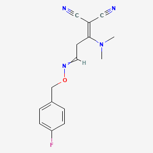 molecular formula C15H15FN4O B1364518 2-(1-(Dimethylamino)-3-{[(4-fluorobenzyl)oxy]imino}propylidene)malononitrile 