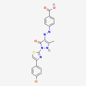 4-(2-{1-[4-(4-bromophenyl)-1,3-thiazol-2-yl]-3-methyl-5-oxo-1,5-dihydro-4H-pyrazol-4-ylidene}hydrazino)benzoic acid