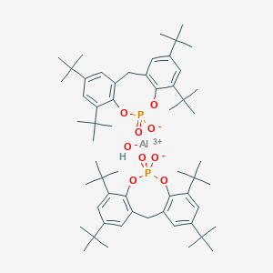 molecular formula C58H86AlO9P2 B136454 Aluminum, hydroxybis[2,4,8,10-tetrakis(1,1-dimethylethyl)-6-(hydroxy-kappaO)-12H-dibenzo[d,g][1,3,2]dioxaphosphocin 6-oxidato]- CAS No. 151841-65-5