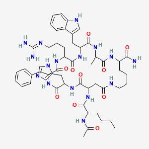 molecular formula C53H74N16O10 B13645567 Ac-DL-Nle-DL-Asp(1)-DL-His-DL-Phe-DL-Arg-DL-Trp-DL-Ala-DL-Lys(1)-NH2 
