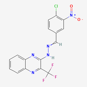 molecular formula C16H9ClF3N5O2 B1364566 N-[(4-chloro-3-nitrophenyl)methylideneamino]-3-(trifluoromethyl)quinoxalin-2-amine 
