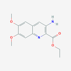 molecular formula C14H16N2O4 B13645869 Ethyl 3-amino-6,7-dimethoxyquinoline-2-carboxylate 