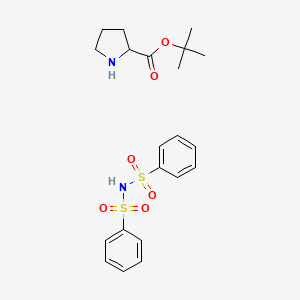 molecular formula C21H28N2O6S2 B13646311 N-(benzenesulfonyl)benzenesulfonamide;tert-butyl pyrrolidine-2-carboxylate 