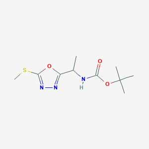 molecular formula C10H17N3O3S B1364633 Tert-butyl {1-[5-(methylsulfanyl)-1,3,4-oxadiazol-2-yl]ethyl}carbamate 